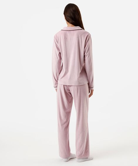 pijama americano longo de plush rosa