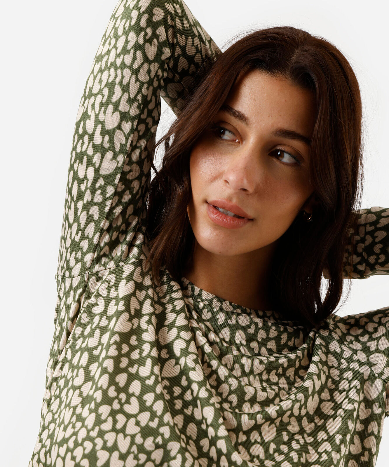 pijama longo feminino corações verde