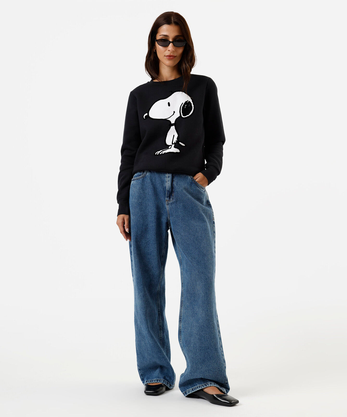 blusão feminino de moletom snoopy preto