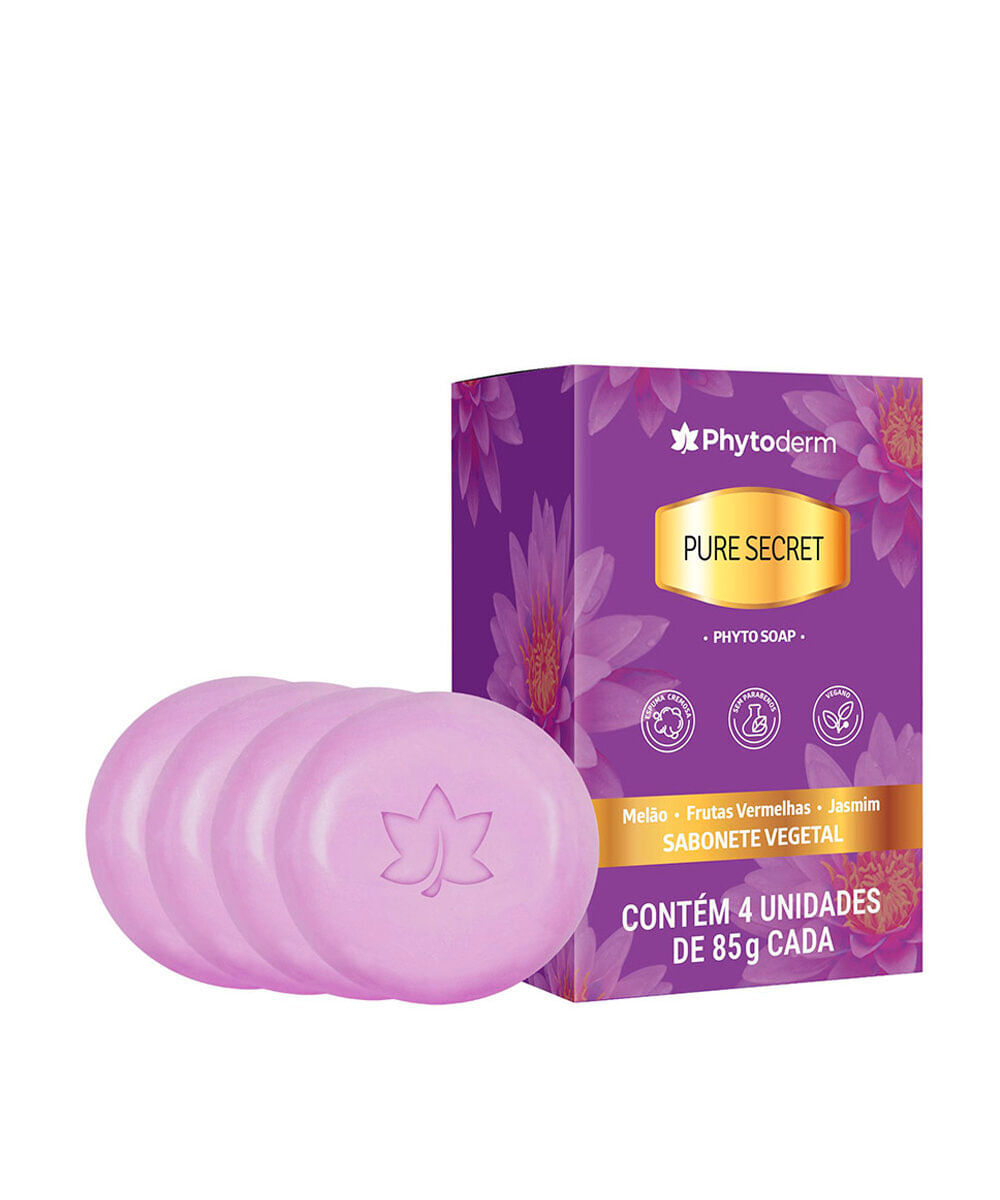 kit feminino phytoderm de 4 sabonetes em barra pure secret phyto soap 85g