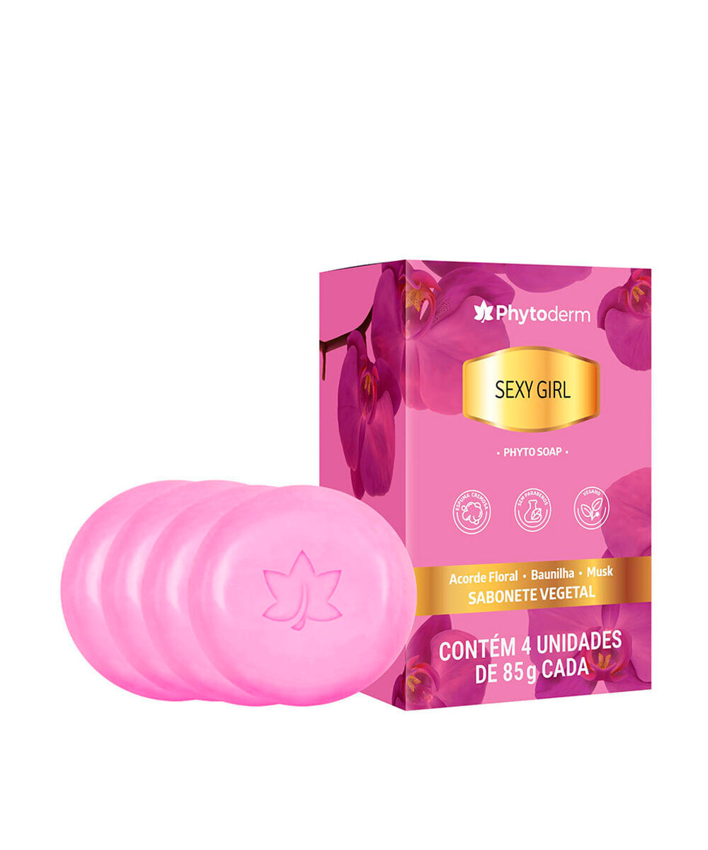 kit feminino phytoderm de 4 sabonetes em barra sexy girl phyto soap 85g