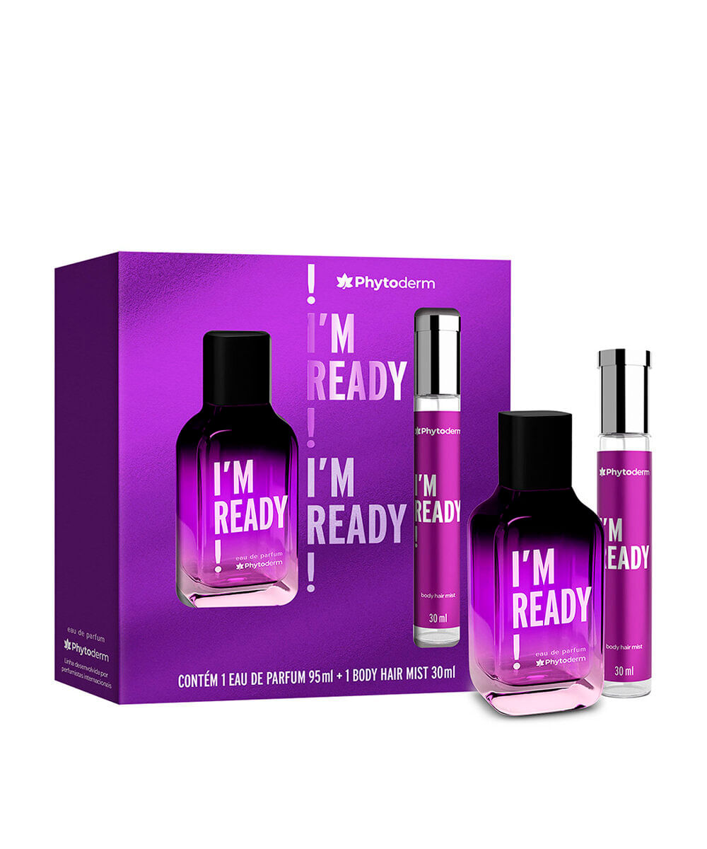 kit feminino phytoderm im ready edp 95ml e body hair mist 30ml