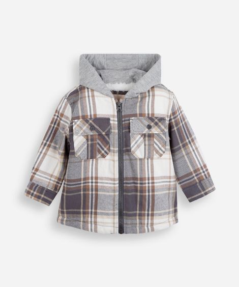 jaqueta infantil com capuz xadrez colorida