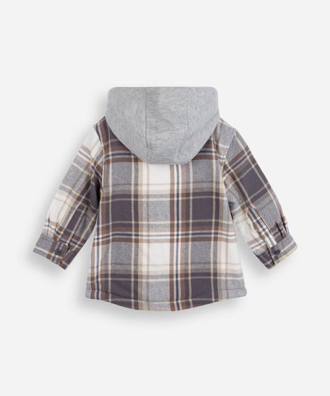 jaqueta infantil com capuz xadrez colorida
