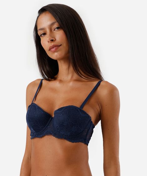 kit de 2 sutiãs meia taça feminino em renda floral colorido