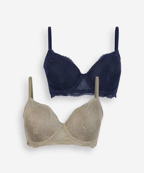 kit de 2 sutiãs meia taça feminino de renda colorido