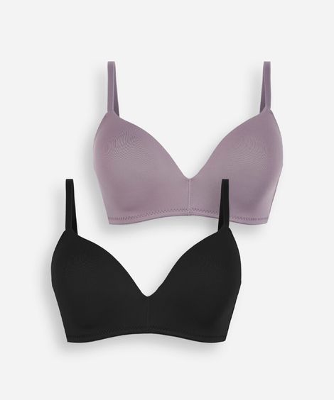 kit de 2 sutiãs triângulo feminino de poliamida  colorido