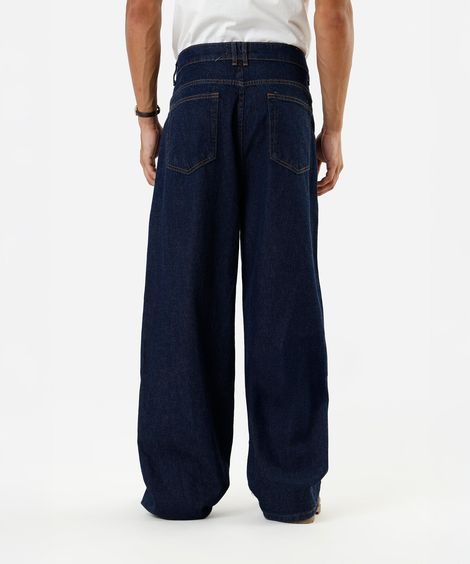calça super baggy masculina jeans com cordão azul
