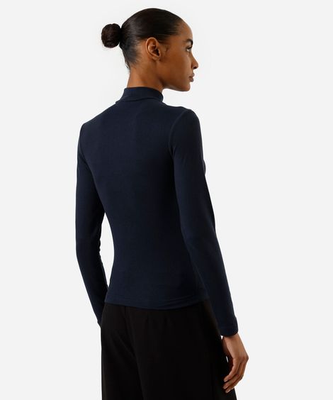 blusa feminina gola alta azul