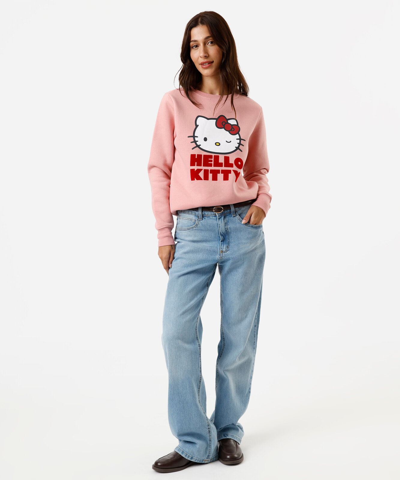 blusão feminino de moletom hello kitty rosa
