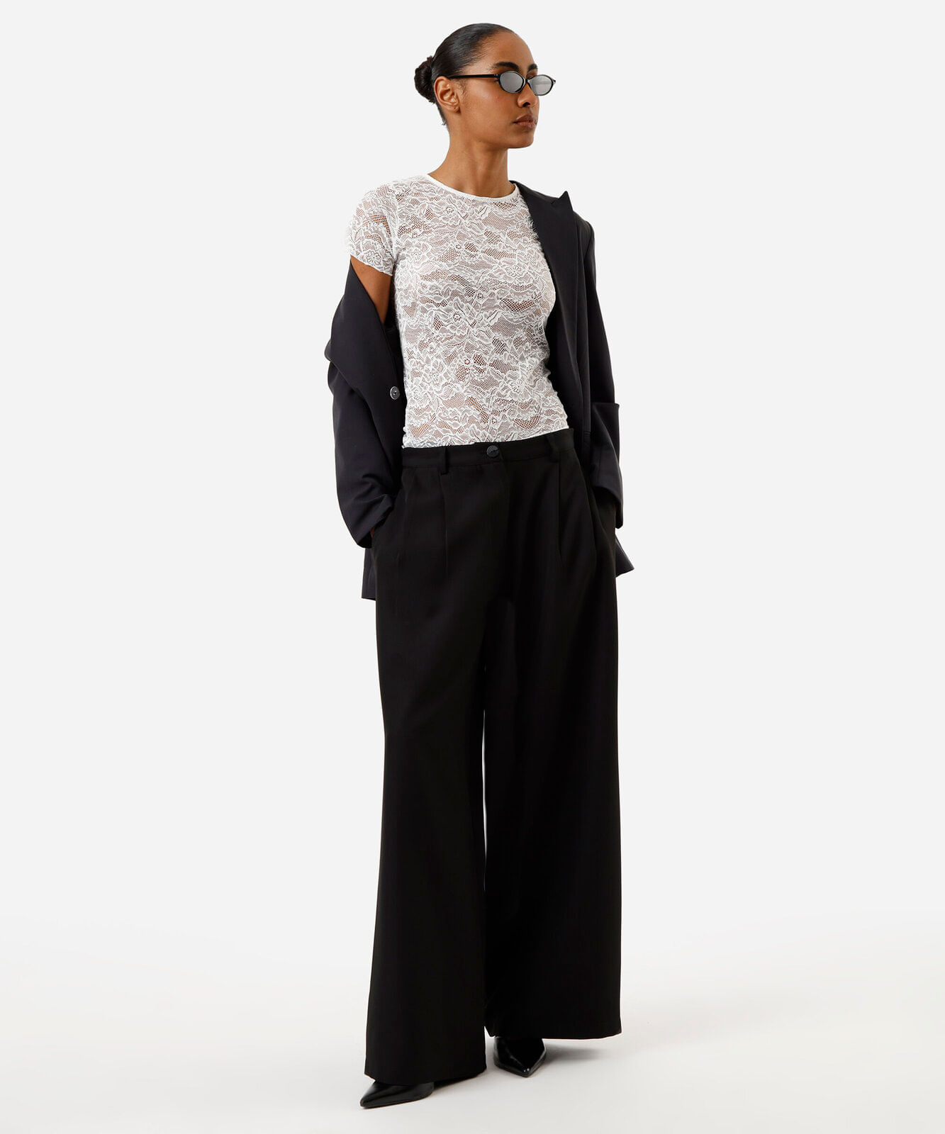 blusa feminina de renda manga curta off white