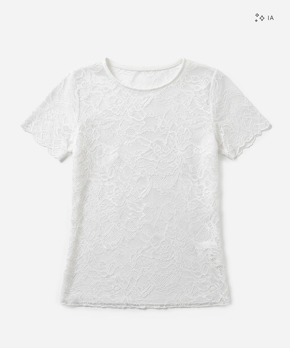 blusa feminina de renda manga curta off white