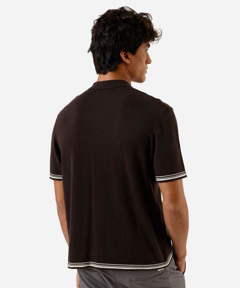 camisa masculina de tricot manga curta marrom