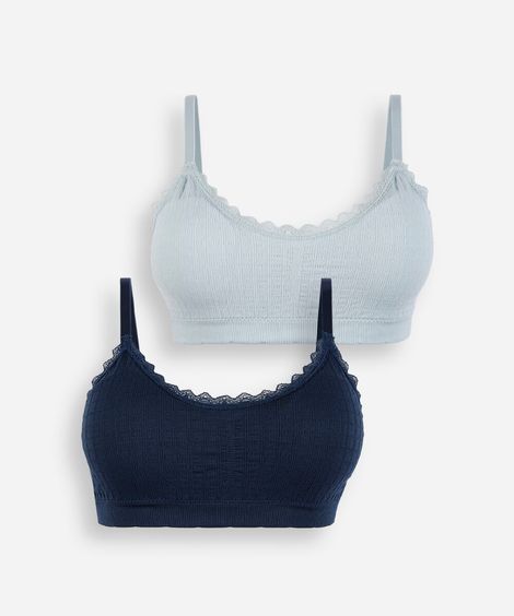 kit de 2 sutiãs sem costura com renda colorido