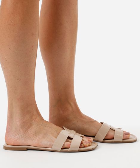 rasteirinha feminina com recorte oneself bege