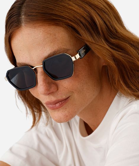 óculos de sol feminino oval de metal triton dourado