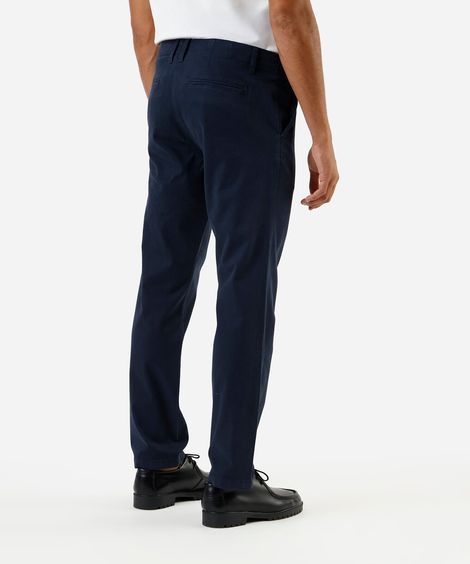 calça slim chino masculina de sarja azul