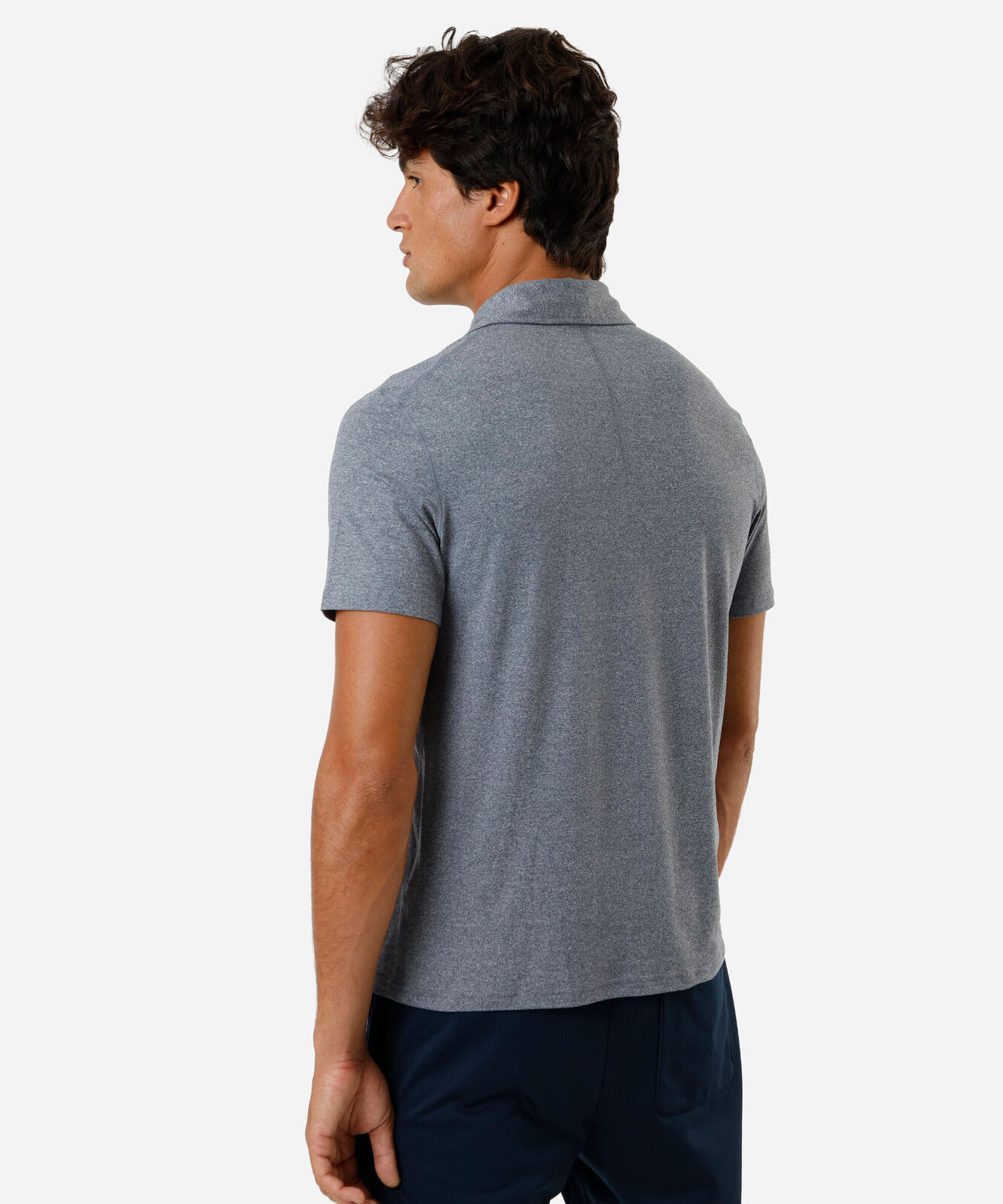 polo masculina manga curta azul