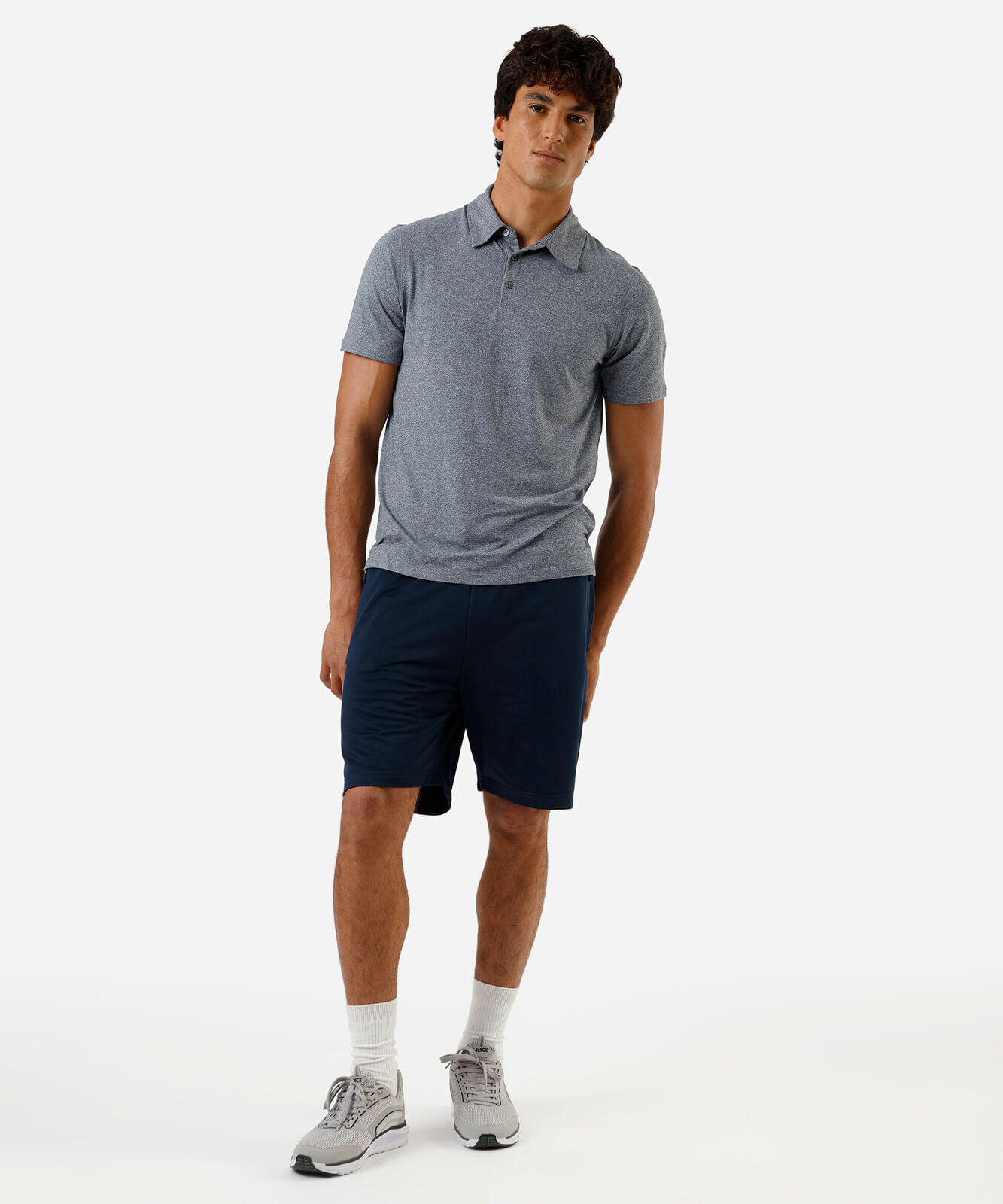 polo masculina manga curta azul