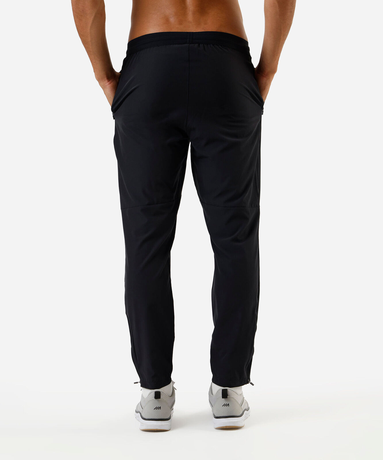 calça masculina esportiva com zíper na barra preta