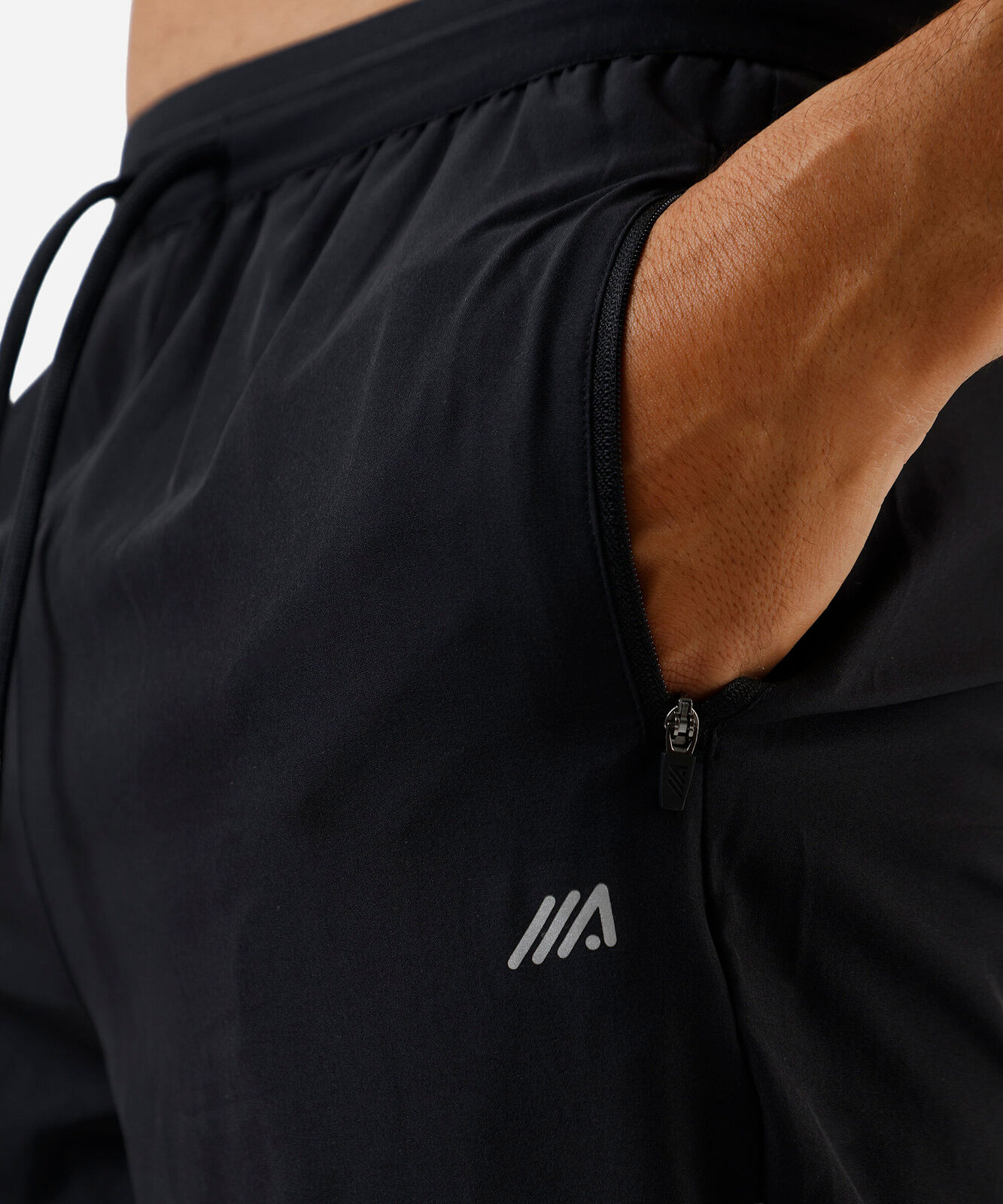 calça masculina esportiva com zíper na barra preta