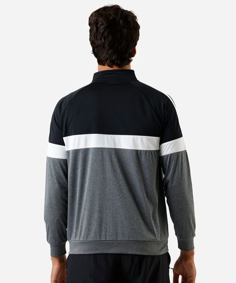 jaqueta com bolsos e recortes esportiva ace cinza