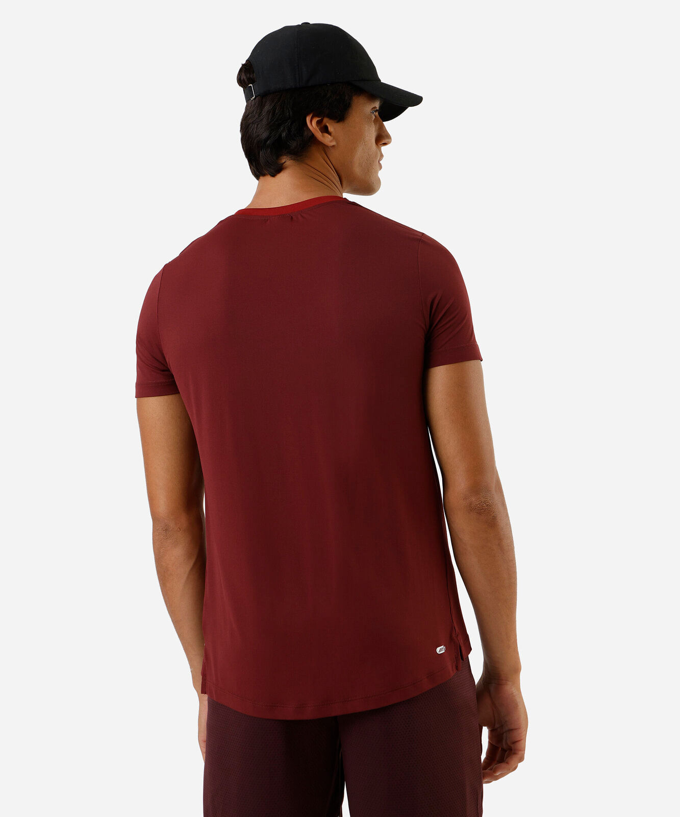 camiseta slim masculina de poliamida esportiva estampada vinho