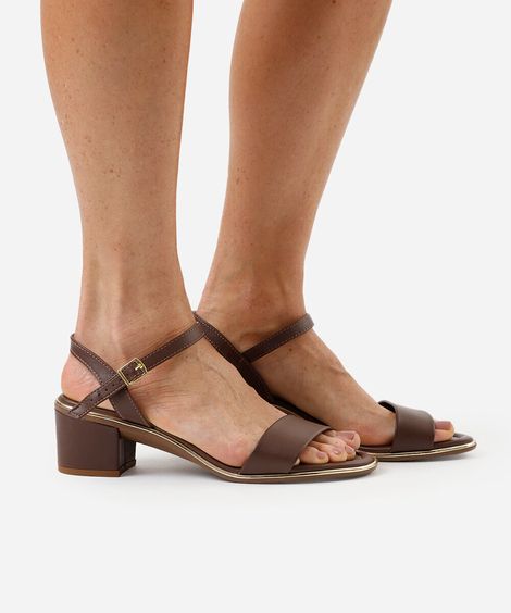 sandália salto grosso beira rio marrom