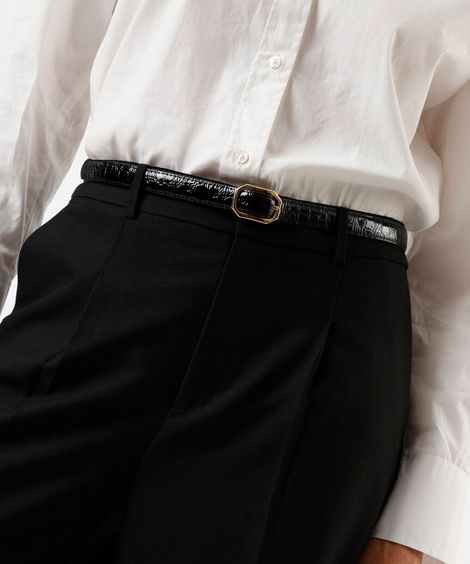 cinto fino fivela geométrica mindset preto