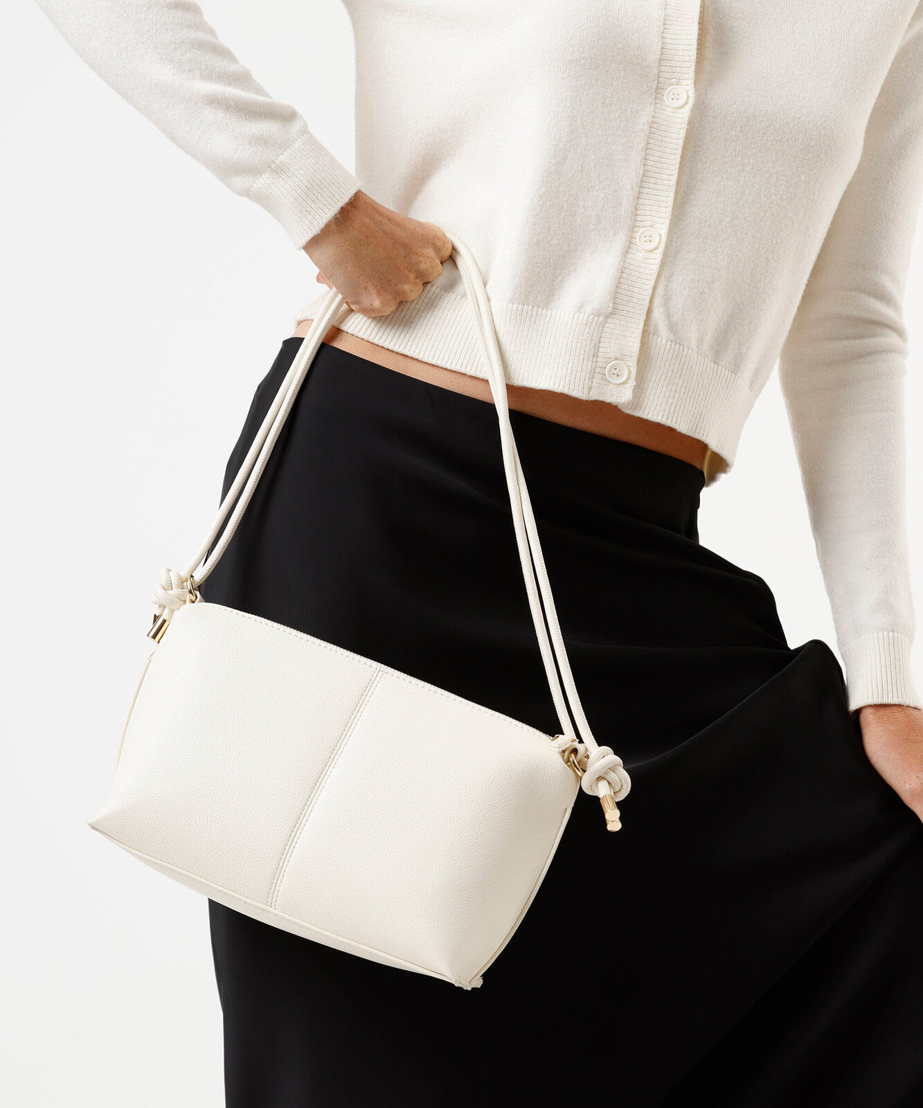 bolsa crossbody alça dupla off white