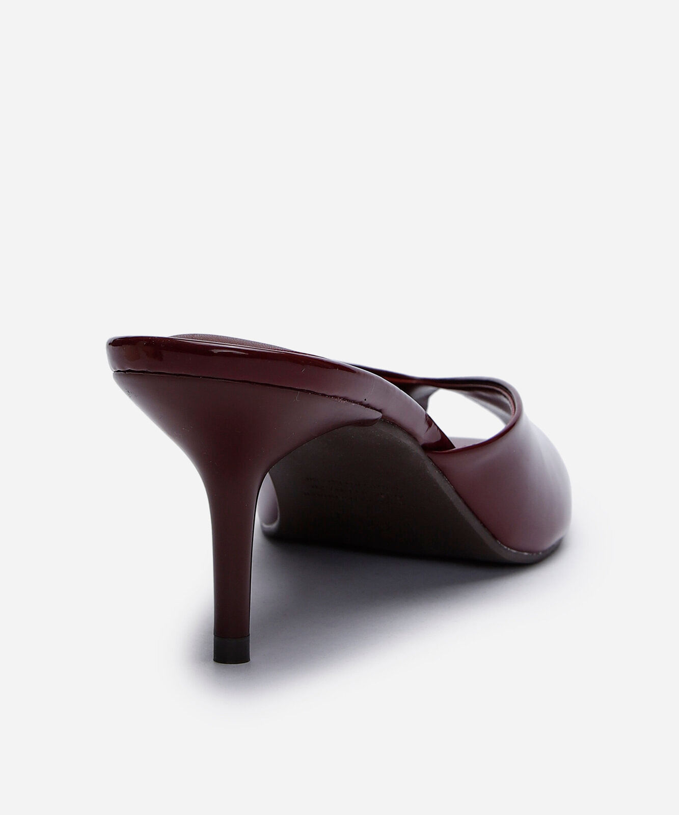 tamanco mule peep toe salto fino vinho