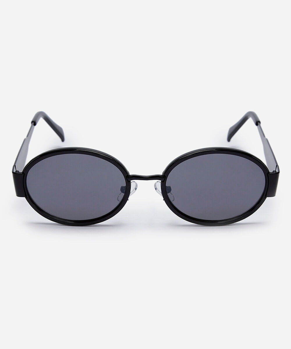 óculos de sol feminino redondo de metal triton preto