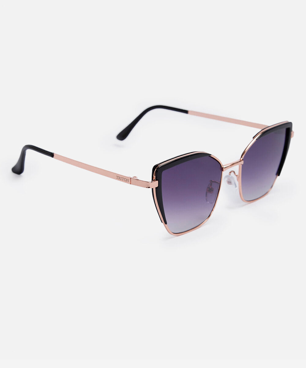 óculos de sol feminino gatinho de metal triton dourada