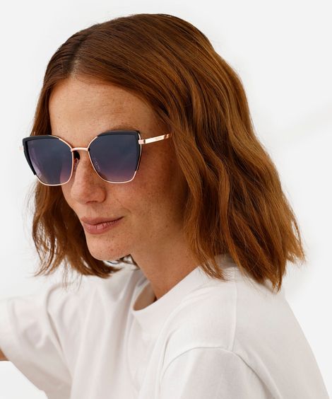 óculos de sol feminino gatinho de metal triton dourada