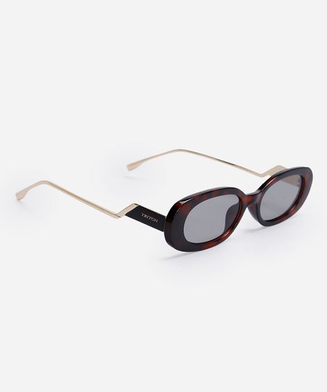 óculos de sol feminino oval de metal triton marrom