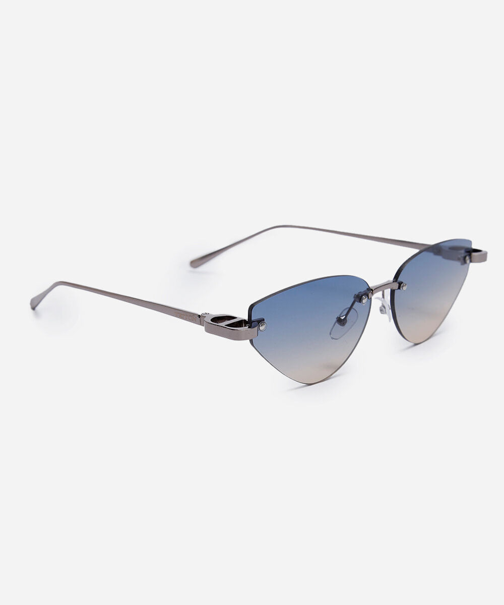 óculos de sol feminino gatinho de metal triton prateado