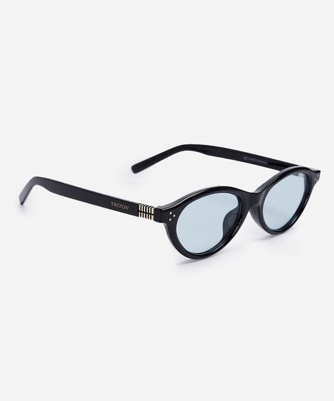 óculos de sol feminino oval de acetato triton preto