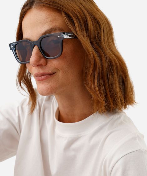 óculos de sol feminino quadrado de acetato triton cinza