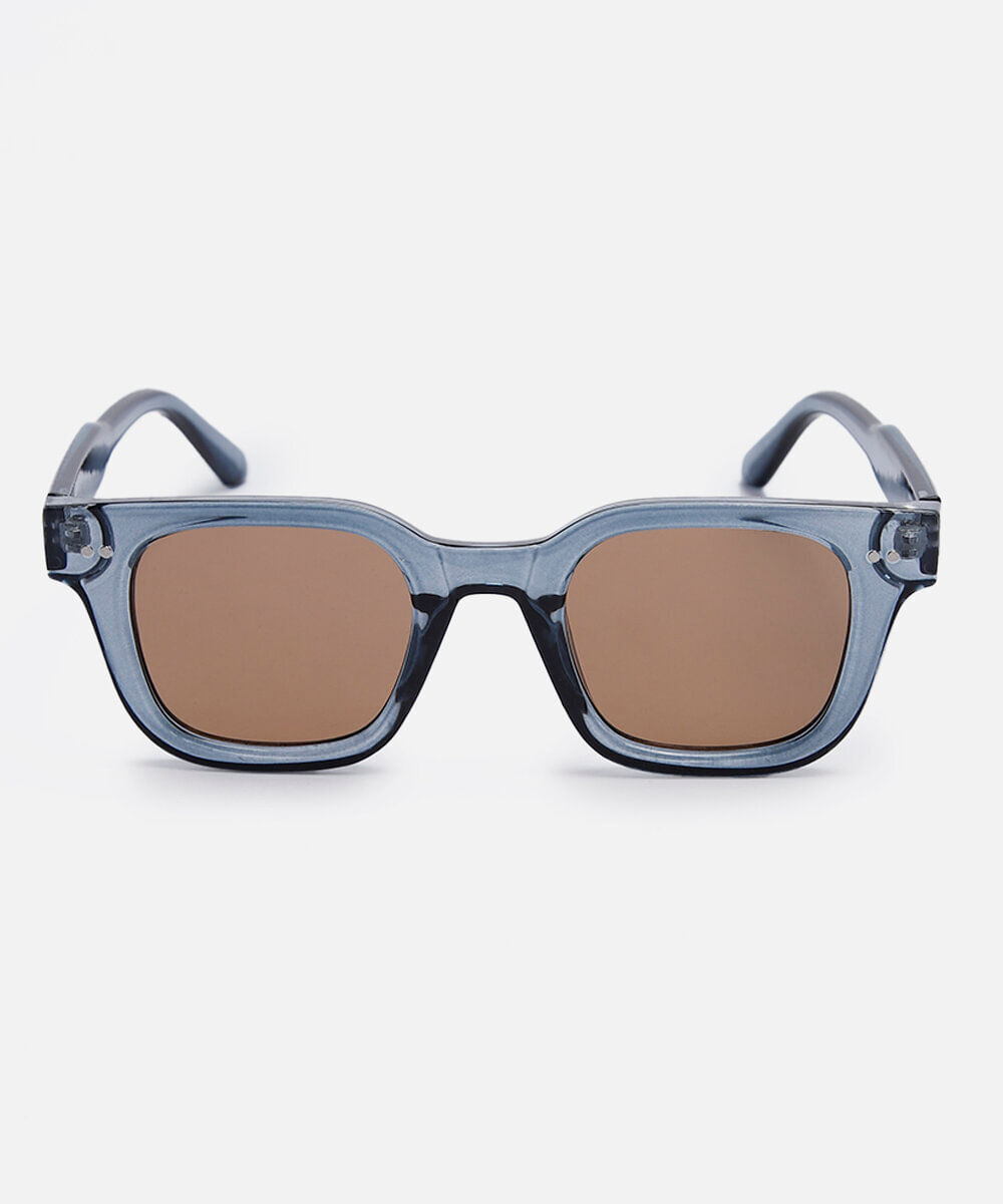 óculos de sol feminino quadrado de acetato triton cinza