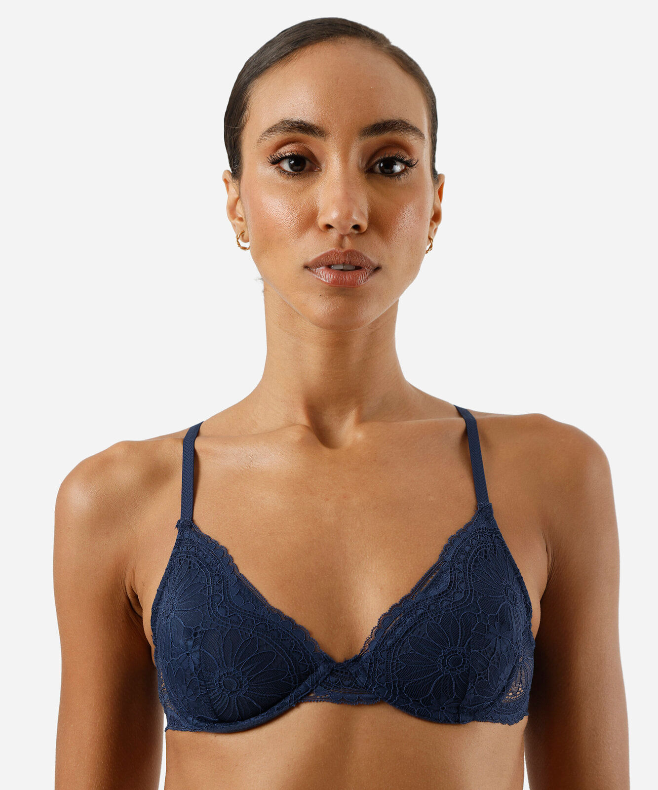kit de 2 sutiãs meia taça feminino em renda floral colorido