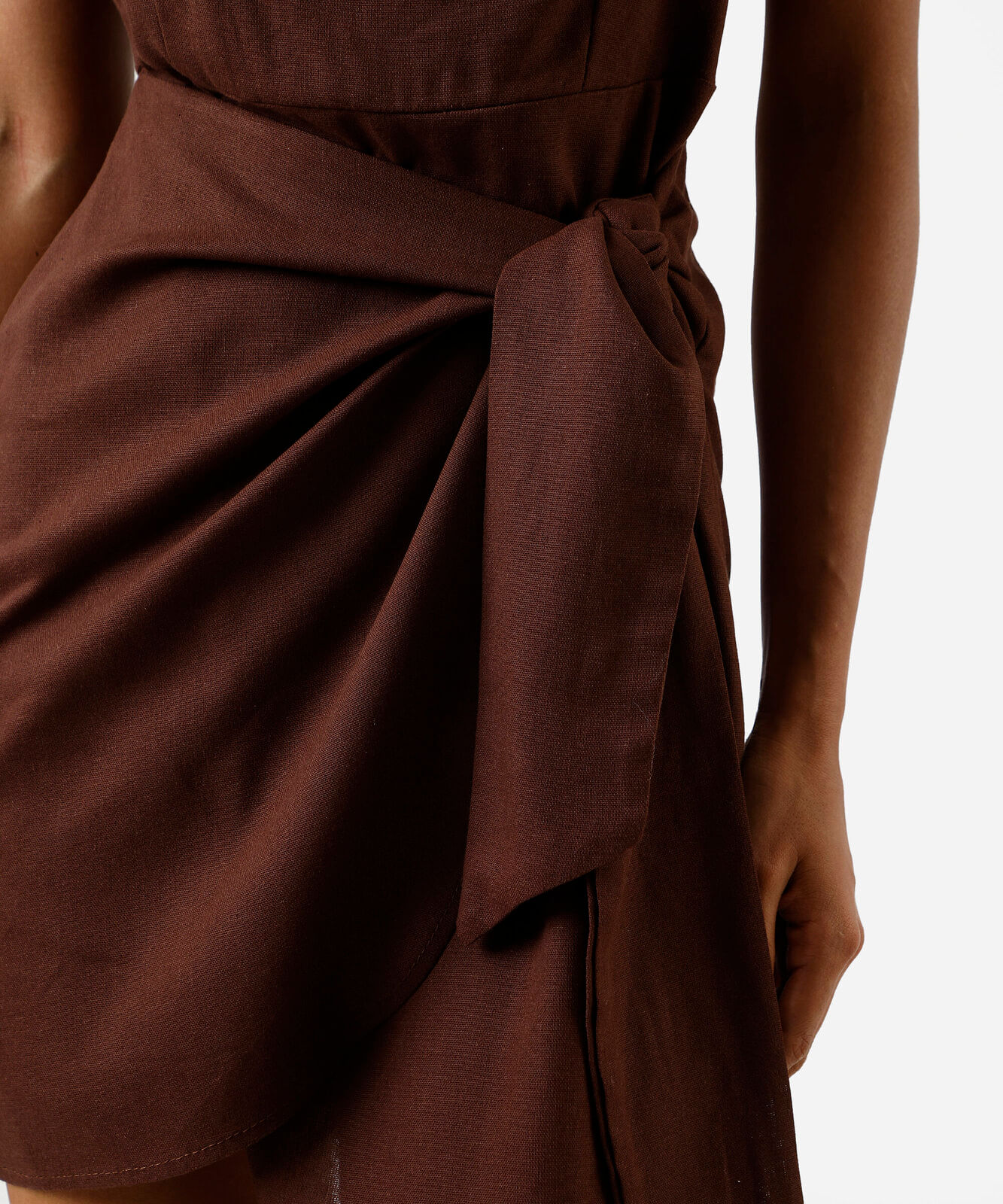 vestido pareô feminino com linho marrom