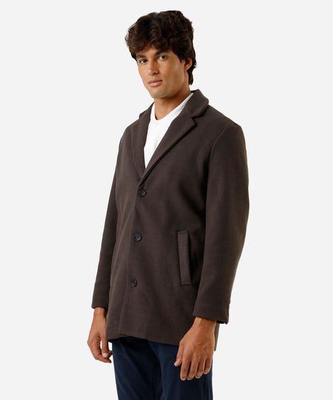 casaco sobretudo masculino texturizado marrom