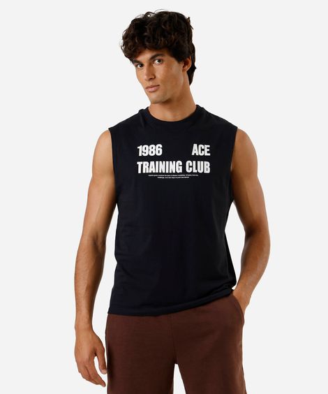 regata esportiva machão masculina de algodão estampada preta