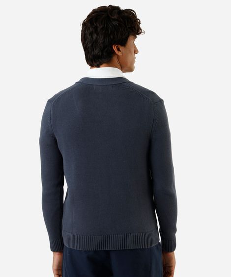 cardigan masculino de tricot azul