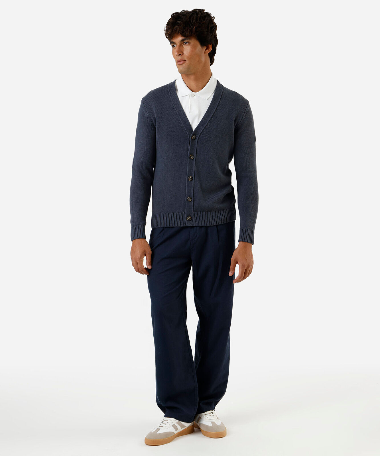 cardigan masculino de tricot azul