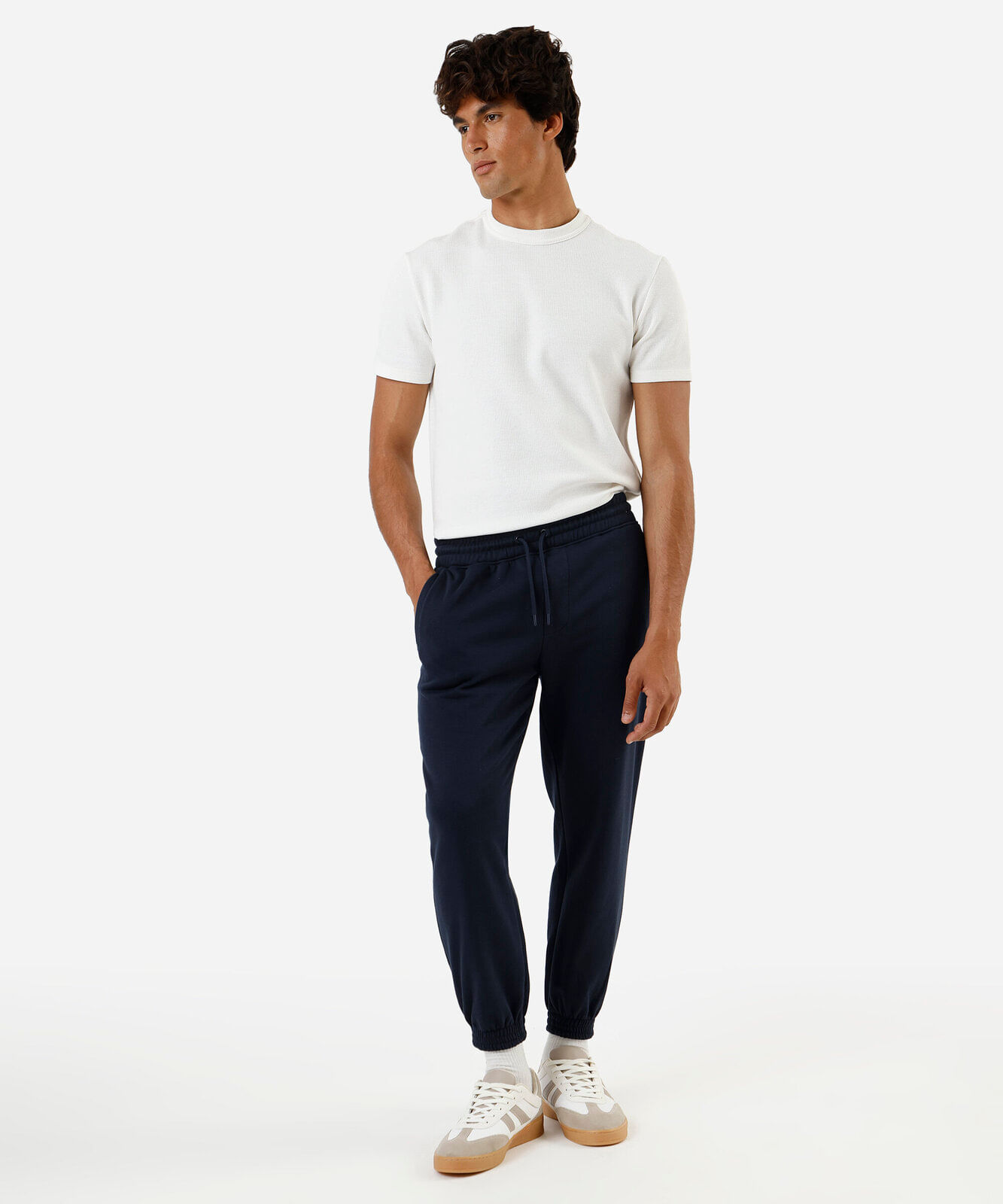 calça jogger masculina de moletom básica azul