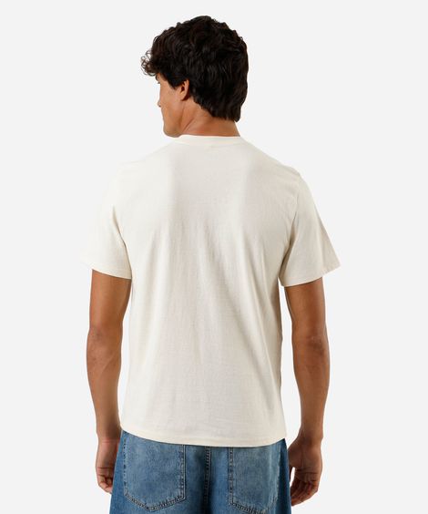 camiseta masculina de algodão estampada bege