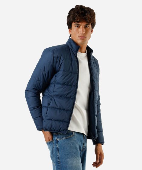 jaqueta puffer masculina azul