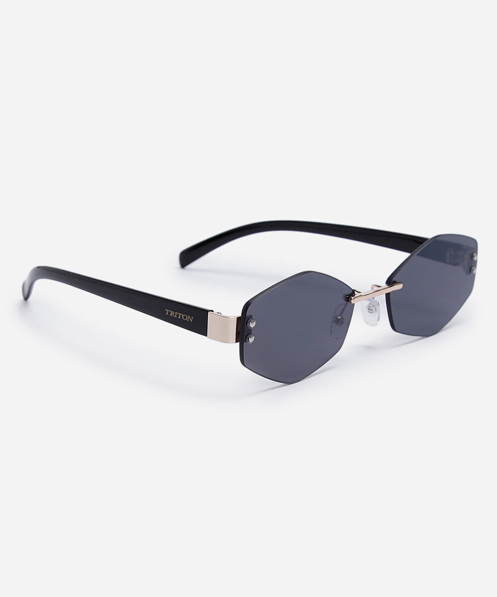 óculos de sol hexagonal triton feminino dourado