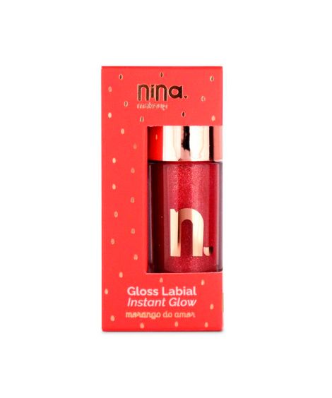 gloss labial nina makeup instant glow morango do amor gold edition